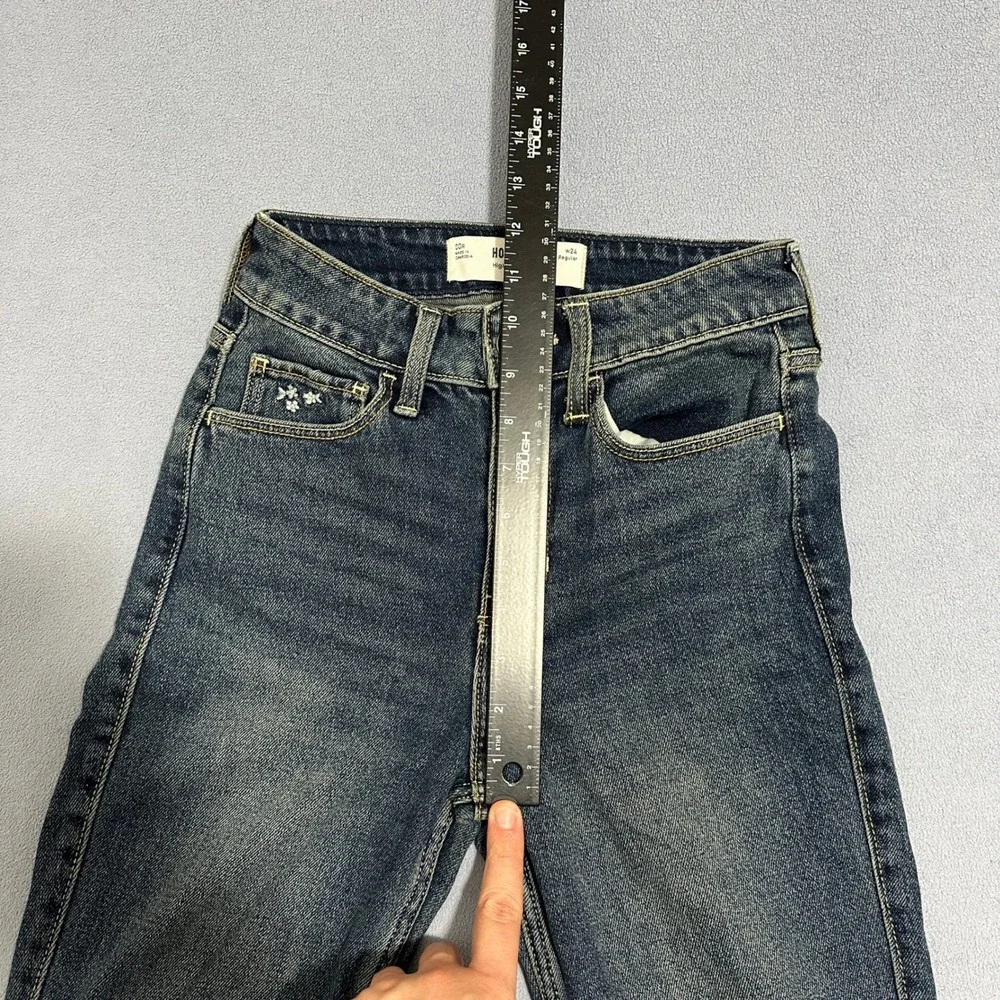 Hollister High-Rise Flare Leg Jeans Embroidered Dark Wash Blue Size W24 L32 - Picture 7 of 12